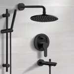 Remer TSR51 Matte Black Tub and Shower System With 8